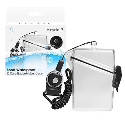 2pcs Sport Waterproof ID Card Badge Holder Case with Lanyard Cover Multiple Credit Cards, Registration, ins Card Heavy Duty Durable Locker Dry Box (Clear) - color: Clear