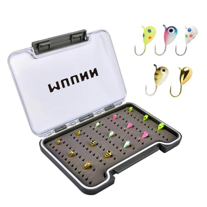 Tungsten Ice Fishing Jigs Kit - 15/21/45pcs Effective Glow Lures for Crappie, Panfish, Walleye - color: Colorful (15pcs)