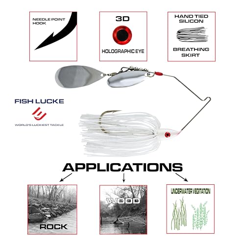 Hydra-Vibe Spinner Bait with Custom Blades - color: White, size: 1/2 OZ