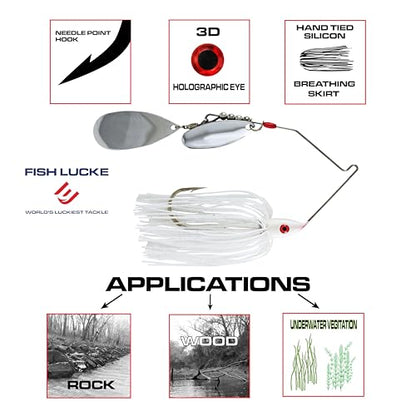 Hydra-Vibe Spinner Bait with Custom Blades - color: White, size: 1/2 OZ