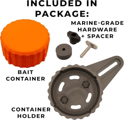 Kayak Bait Container, Magnetic Lid, No-Drill Track Mount - color: Gray