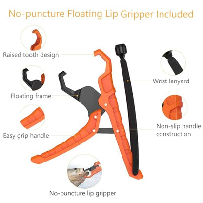 Fish Scale, Waterproof Floating Fishing Scale with Lip Gripper, 110lb/50kg Hanging Digital Fish Digital Scale, Floating with LCD Backlit, Tape Measure for Fishing Hunting, Batteries Included - color: Orange