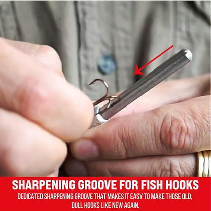 Serrated Knife Sharpener Rod - Retractable Diamond Sharpening Rod - Ultra Portable Diamond Knife Sharpener Rod - Mini Pocket Sharpener for Outdoor Hunting Fishing (FE-RDSR) - size: Standard