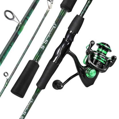 Sougayilang Fishing Rod Reel Combos,Two Pieces Fiberglass Durable and Strong Spinning Pole with Smooth Reel Available for Freshwater Catching Bass, Trout, Catfish - style: With Ms20 Reel