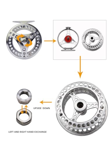 EX-ALC Fly Reel 3/4 5/6 7/8 9/10WT CNC Machined Large Arbor Aluminum Fly Fishing Reels Silver/Gunsmoke Fly Reels - color: Silver, size: 9/10WT Fly Reel