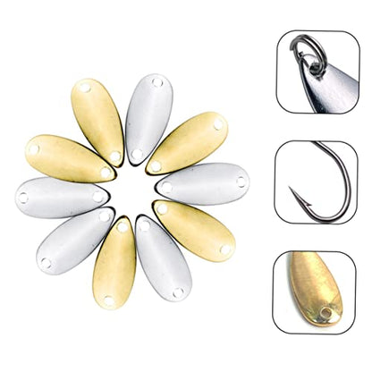 balacoo 20pcs Metal Fishing Lure Blades Gold Silver DIY Spinner Bait for Bass Fishing Lightweight and Easy to Use for Enthusiasts