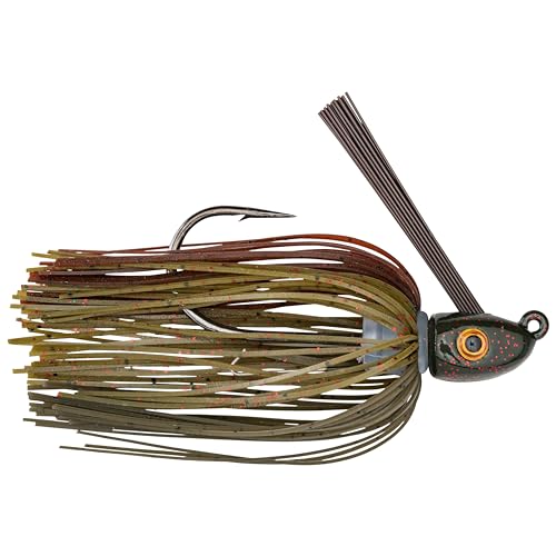 Strike King Hack Attack Heavy Cover Swim Jig Fishing Lure, Exclusive Gamakatsu Extra-Strong Siwash Hook - color: Green Pumpkin Craw, size: 3/8 oz