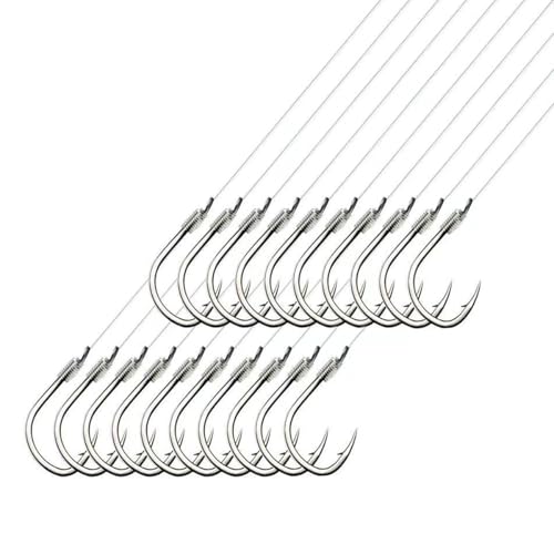 AMHDV Tiny Fishing Hooks with Line, Small Fishing Hook and Leader (Pack of 20) - color: Black, size: 20# (0-0.44lb)