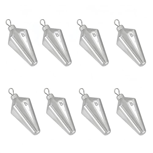 10pcs Fishing Weights Sinkers, Bank Fishing Sinkers Four Corner Catfishing Sinkers Saltwater Surf Fishing Weights Lead Sinkers Torpedo Weights Pyramid Sinkers-20G-50G