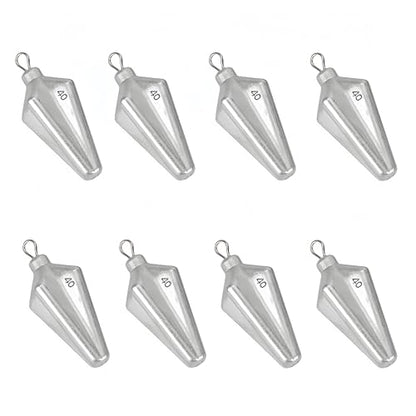 10pcs Fishing Weights Sinkers, Bank Fishing Sinkers Four Corner Catfishing Sinkers Saltwater Surf Fishing Weights Lead Sinkers Torpedo Weights Pyramid Sinkers-20G-50G