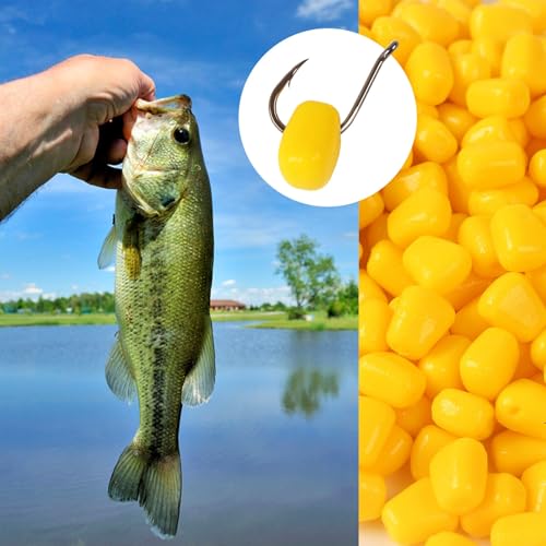 100-Piece Silicone Corn-Flavored Soft Baits, Floating Corn Kernels, Carp Fishing Fake Baits, Bionic Rubber Fishing Lures 0.43in/1.1cm 0.015oz/0.43g