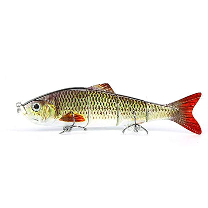 10in Multi Jointed Swimbait Fishing Lures Bait,4 Segment Big Giant Sinking Fishing Bass Lures,Crankbaits Swimbaits with Treble Hook - color: 10in,4.76oz-Color F