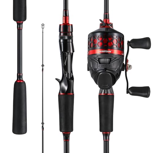 Sougayilang Spincast Fishing Rod and Reel Combo - 2-Piece Lightweight & Portable Casting Rod with Easy-to-Use Spincast Reel for Beginners, Youth, Freshwater Fishing - color: Red, size: 2.1M/6.9ft