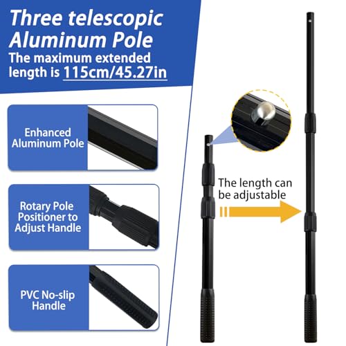 Telescoping Rubber Fishing Net with Handle 64"/46“ Long Silicone Large Fish Landing Net Kayak/Fishpond/Saltwater Extendable Fishing Gear Accessories - color: Black:Upgraded Metal Lock|length:63.8"