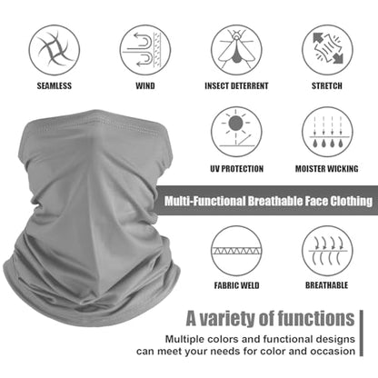 Geyoga Summer UV Protection Cooling Neck Gaiter | Sunscreen Breathable Face Scarf Bandana Mask Neck Gaiter for Outdoor Fishing Hiking Camping - color: Dark Grey