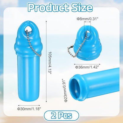 uxcell Floating Keychain, Float Key Ring Holder with Waterproof Container, Float Key Pendant for Fishing - color: Sky Blue