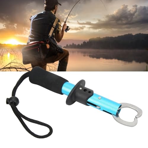 2 Pcs Stainless Steel Fish Lip Gripper - Portable Secure Fish Holder for Freshwater Saltwater Fishing Accessories(Blue) - color: Blue