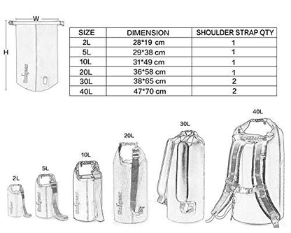Unigear Dry Bag Waterproof, 2L/5L/10L/20L/30L/40L Floating and Lightweight Bags for Kayaking, Boating, Fishing, Swimming and Camping with Waterproof Phone Case - color: Black, size: 10L