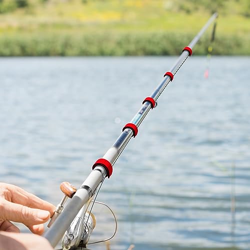 Wettarn 30 Pcs Fishing Pole Straps Fishing Rod Wrap Elastic Pole Carrier Rod Ties Stretchy Holder for Gear and Equipment Casting Rods Holder Strap Belt - style: Red