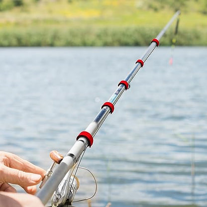 Wettarn 30 Pcs Fishing Pole Straps Fishing Rod Wrap Elastic Pole Carrier Rod Ties Stretchy Holder for Gear and Equipment Casting Rods Holder Strap Belt - style: Red