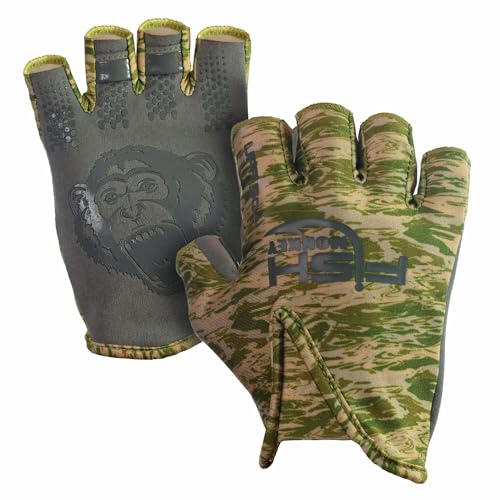 Fish Monkey Stubby Guide Glove - color: Grey Water Camo, size: Small