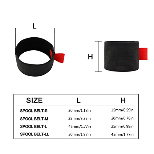 4-Pack Elastic Nylon Fishing Reel Spool Strap, Adjustable Line Protector Band for Tackle Storage, S/M/L/XL Sizes, Black - size: LL