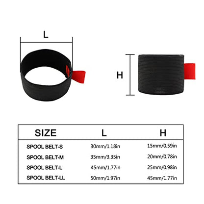 4-Pack Elastic Nylon Fishing Reel Spool Strap, Adjustable Line Protector Band for Tackle Storage, S/M/L/XL Sizes, Black - size: LL