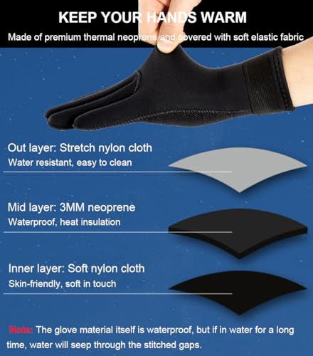 SUJAYU 3mm Neoprene Gloves Diving Gloves Wetsuit Gloves, Anti Slip Fishing Gloves Surfing Glove with Adjustable Wrist Strap, Water Proof Gloves Pool Glove Swim Gloves Ice Fishing Gloves - size: Small
