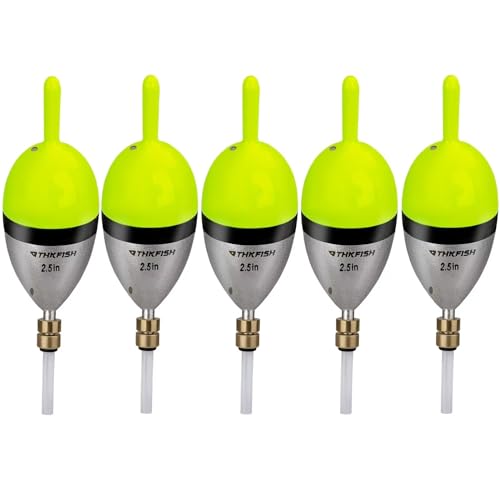 THKFISH Wood Slip Bobber for Fishing with Brass Weighted Crappie Floats - color: A Style-Green, size: 2in * 5pcs