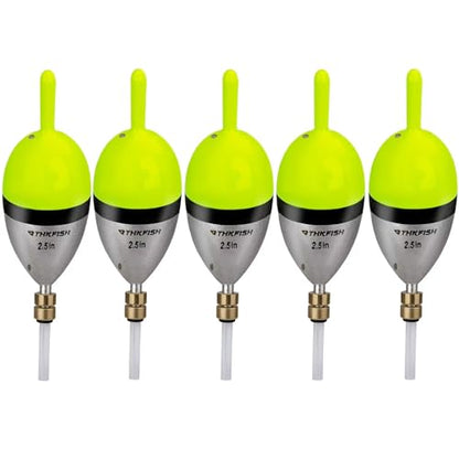 THKFISH Wood Slip Bobber for Fishing with Brass Weighted Crappie Floats - color: A Style-Green, size: 2in * 5pcs