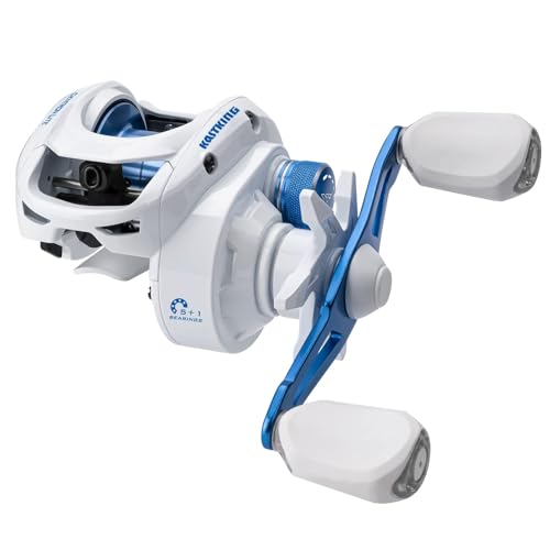 KastKing Centron Lite Baitcasting Fishing Reel – Lightweight, Glass Fiber Infused Nylon Frame – 7.6 OZ – 5 + 1 Anti-Reverse Ball Bearings, 7.1:1 High-Speed Gear Ratio Fishing Reel with Compact Design - color: A:White-Left-7.1:1