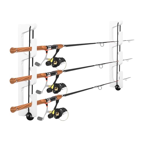 Wall Mount Fishing Rod Holders,3 Rod Holder Storage for Wall & Garage Storage Organizer Gear Equipment Gifts(O-shaped hole) - style: Thin style