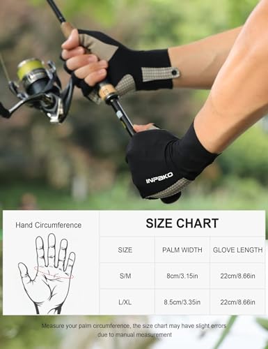 Fishing Gloves, Lightweight Non-Slip Fingerless Gloves,Hook Loop, UPF 50+ Sun Protection,for Unisex Fishing - color: Black, size: Small-Medium