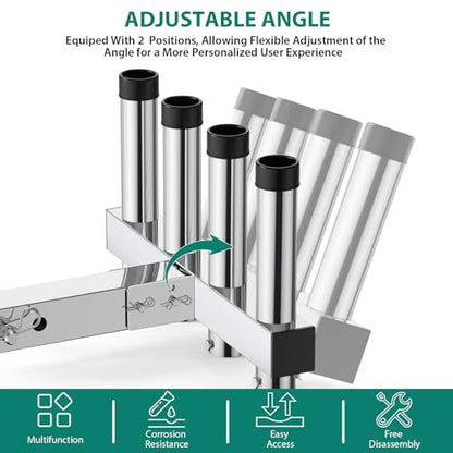 Hitch Mount Fishing Rod Holder, Stainless Steel 4-Rod Rack for 2" Receiver - color: Silver