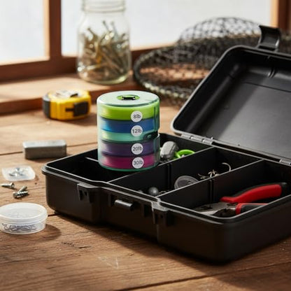 Silicone Fishing Line Spool Organizer Box with Number Stickers for Tackle Storage and Gear Organization - size: 3.54 x 2.44 x 0.47 in