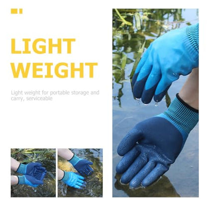 INOOMP Outdoor Fishing Gloves Waterproof Non-Slip Wear-Resistant Double-Layer Gloves Breathable Elastic for Planting and Fish Catching (1 Pair)