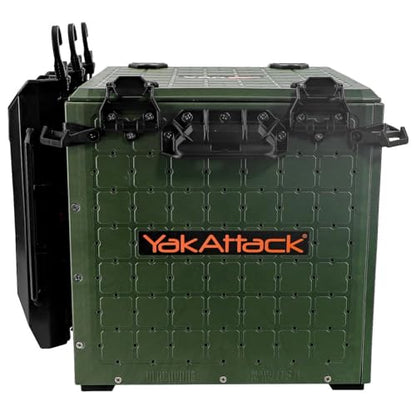 YakAttack BlackPak Pro Kayak Fishing Crate - Ranger Green | 13" x 13" Riggable Kayak Gear Storage System with Hinged Lid, GridLoc Mount Panels & 3 TetherTube Rod Holders | Lightweight Tankwell Crate - color: Ranger Green, size: 13"x13"x13"