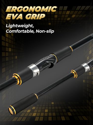 Jenseits 7FT Fishing Rod, 24T Carbon Fiber Telescopic & 4-Piece Travel Rod, Spin and Cast Options, Stainless Steel Guides with Ceramic Inserts, for Bass, Trout, Catfish, Freshwater & Inshore Fishing - size: Spin-7ft-Medium-Fast