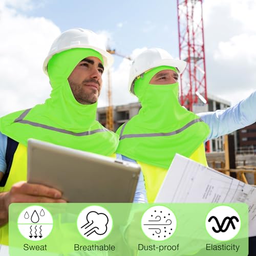 Seematn 4 Pcs Summer Balaclava Men Women Sun Face Mask for UV Protection Neck Covers with Reflective Strip Construction Work - color: Green