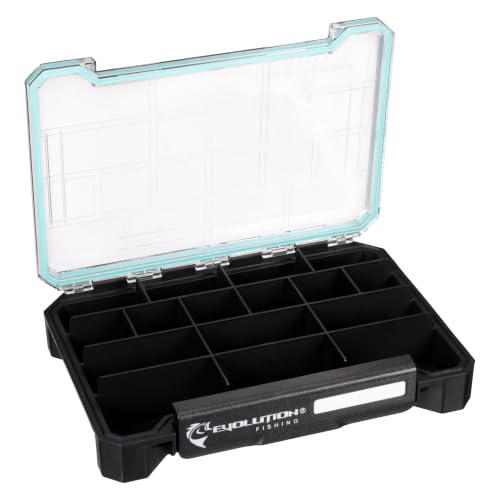 Evolution Fishing BallistiX 3.5 Terminal Tackle Tray – Waterproof Tackle Storage Box with Anti-Migration Design, One-Hand Latch, Polycarbonate Lid, Rust-Resistant Terminal Tackle Organizer