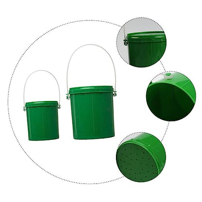 UPKOCH 2pcs Breathable Fishing Bait Bucket for Live Worms and Maggots Durable Plastic Lures Container with Handle Lightweight and Portable Fishing Tool for Outdoor Use