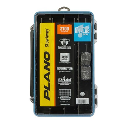 Plano StowAway 3700 Waterproof Stow Tackle Box, IPX7 Waterproof, with Rustricor, Single Latch Design, Transparent DuraView Lid, Stackable Storage for Fishing Bait, Lures and Gear - size: 3700, style: Regular - New Model
