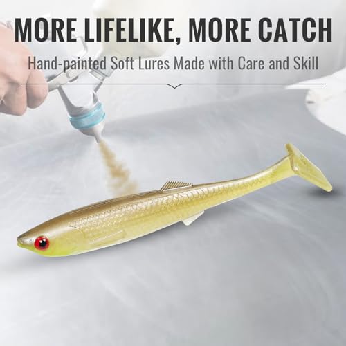 TRUSCEND Shadtale Easy Catch Soft Fishing Lures, Unique Vibration and Action for Various Rigs, Paddle Tail Swimbaits Trailer for Bass, Trout, Crappie, Walleye, Redfish, Saltwater & Freshwater Fishing - color: H4-2.5",0.08oz,12pcs