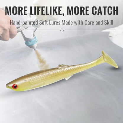 TRUSCEND Shadtale Easy Catch Soft Fishing Lures, Unique Vibration and Action for Various Rigs, Paddle Tail Swimbaits Trailer for Bass, Trout, Crappie, Walleye, Redfish, Saltwater & Freshwater Fishing - color: H4-2.5",0.08oz,12pcs