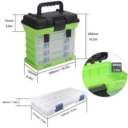 Fishing Tackle Box, 4 Layers Fishing Box, Tackle Boxes, Quick-Access Top Storage with Lid for Fishing Gear and Accessories,（Green）by KUKLIPJIM - color: Green