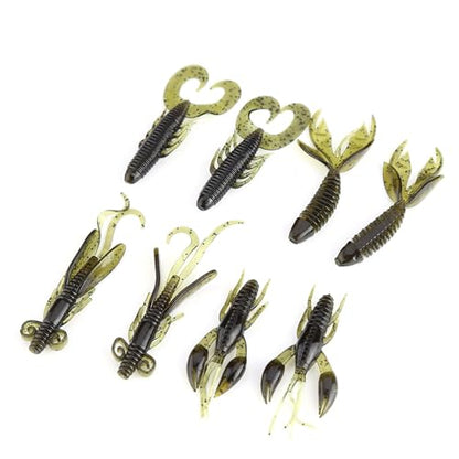 Soft Silicone Crawfish Lures Kit, 25Pcs Saltwater Fishing Lures Shrimp Baits Set for Bass Fishing, Fishings Bait for Freshwater Saltwater Gifts - color: Dark Green