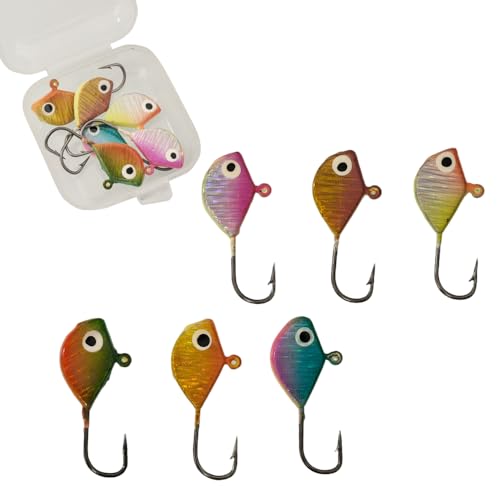 Ice Fishing Jigs Glow Fishing Bait Jigging Hook Kit Winter Metal Hooks for Crappie, Panfish, Walleye, Bluegills and Other Species - style: Style5-6pcs