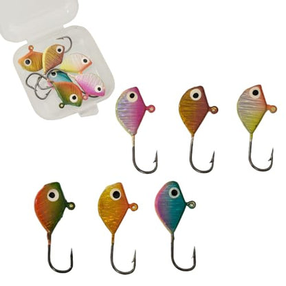 Ice Fishing Jigs Glow Fishing Bait Jigging Hook Kit Winter Metal Hooks for Crappie, Panfish, Walleye, Bluegills and Other Species - style: Style5-6pcs