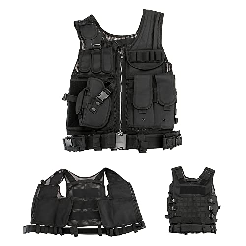 Lixada Tactical Vest Lightweight Breathable Polyester Sports Vest Outdoor Training Vest Adjustable for Adults