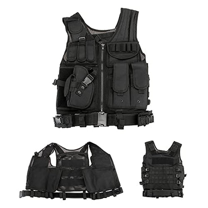 Lixada Tactical Vest Lightweight Breathable Polyester Sports Vest Outdoor Training Vest Adjustable for Adults